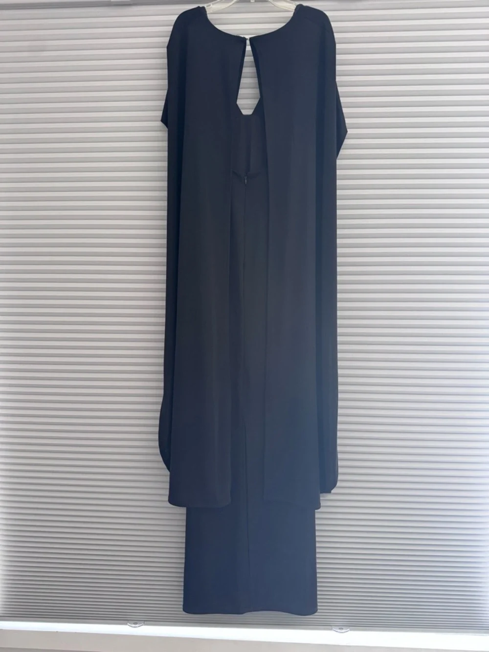 ABS Collection by Allen Schwartz Cape Black Jersey Gown Maxi Dress Size 6 - Picture 7 of 12
